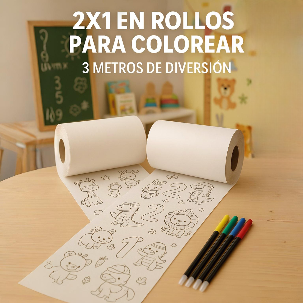 OFERTA 2x1  ROLLO PARA COLOREAR DE 3 METROS🥳