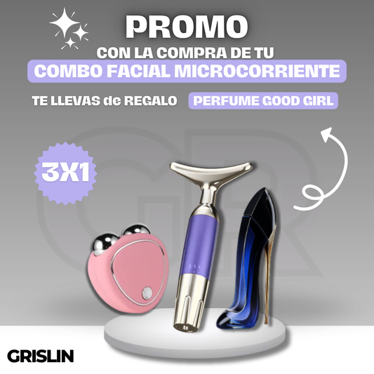 3X1 | Tonificador de Microcorriente Lifting + Reductor de Papadas Clásico + Perfume Good Girl