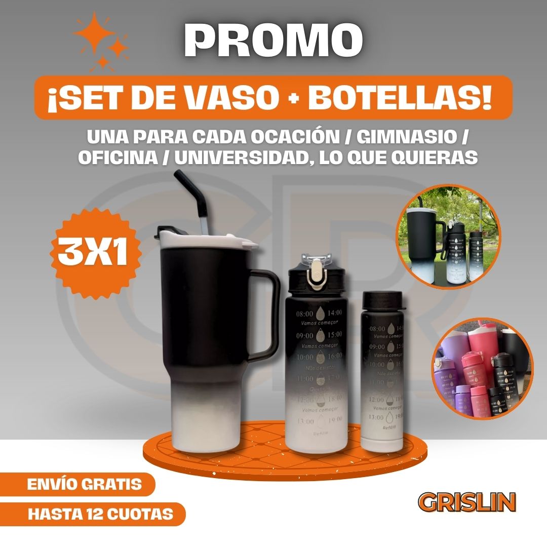 3x1 Set de Vaso + Botellas!