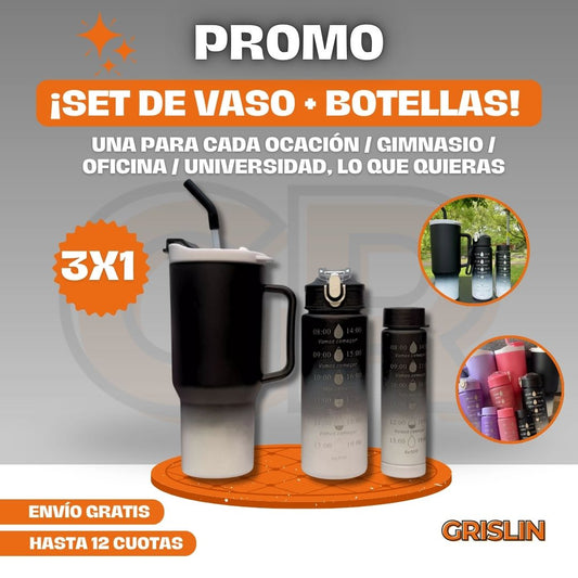 3x1 Set de Vaso + Botellas!