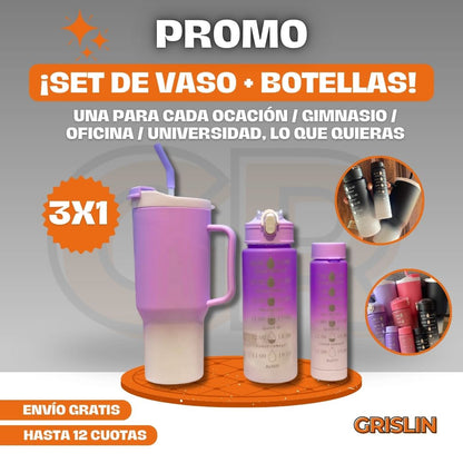 3x1 Set de Vaso + Botellas!