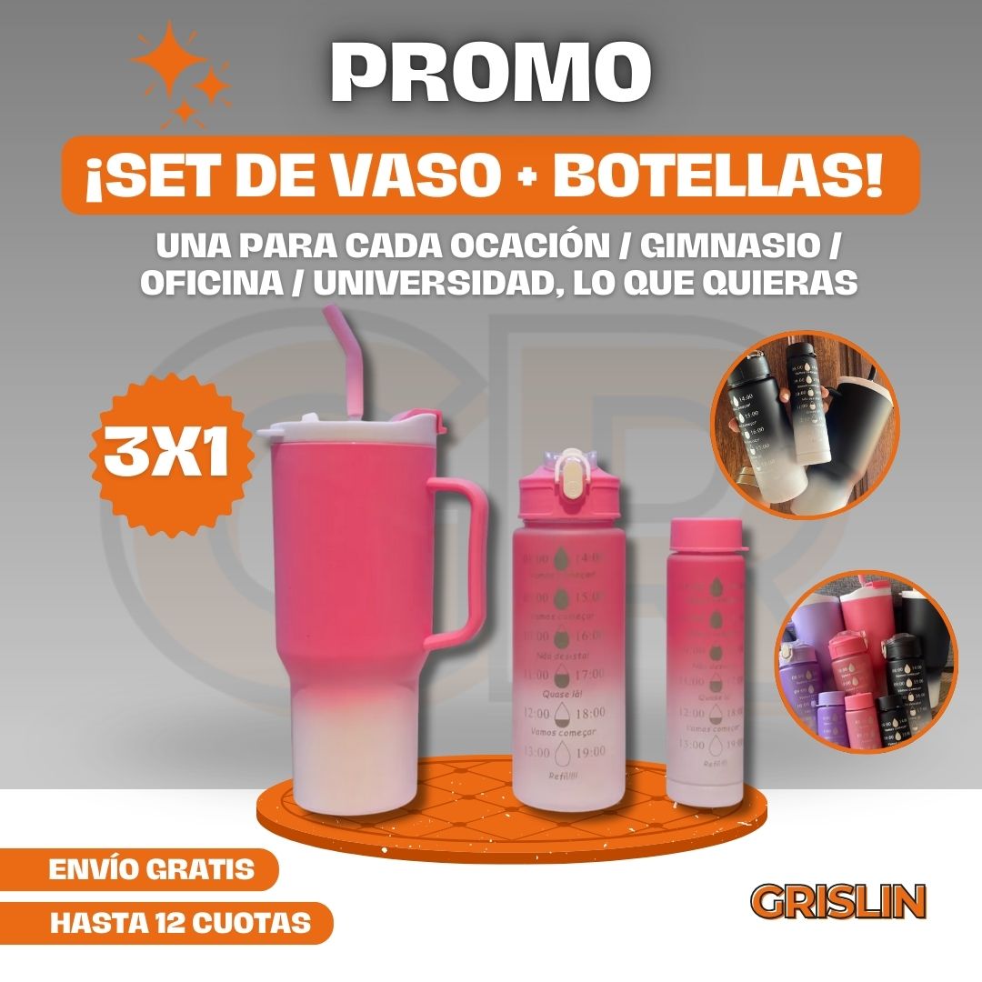 3x1 Set de Vaso + Botellas!