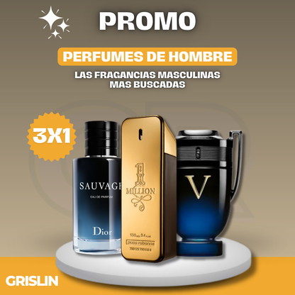 3x1 | Perfumes de Hombre  Sauvage Dior + One Million Invictus Victory